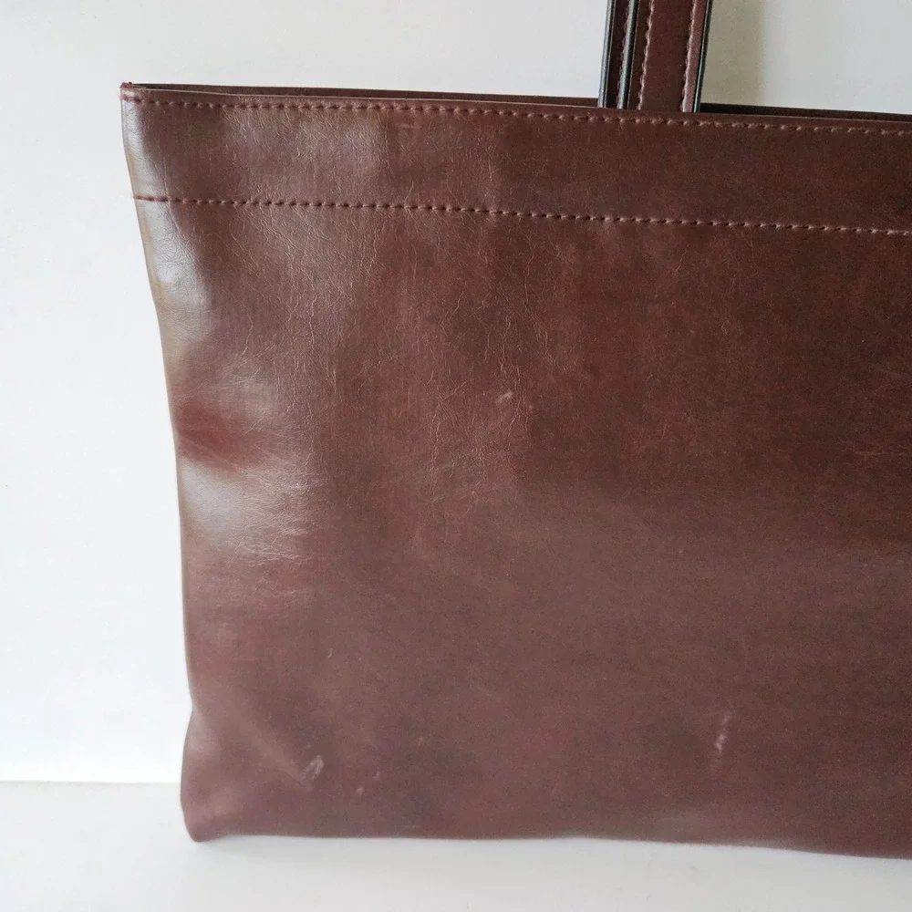 Vtg Cambridge Briefcase Laptop Bag 16in Faux Leather Drop Handles Spring Closure